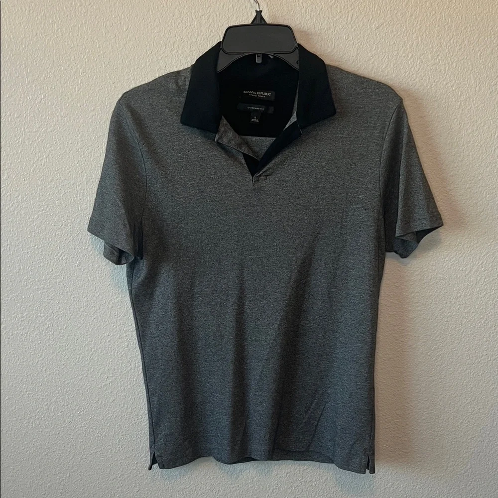 Banana Republic Luxury Touch Standard Fit Polo Gray/Black Size Small